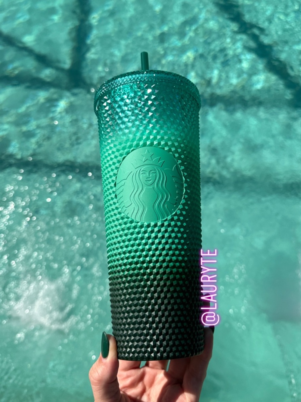 Starbucks 2022 Holiday Waxberry Green Ombre Studded Venti Tumbler